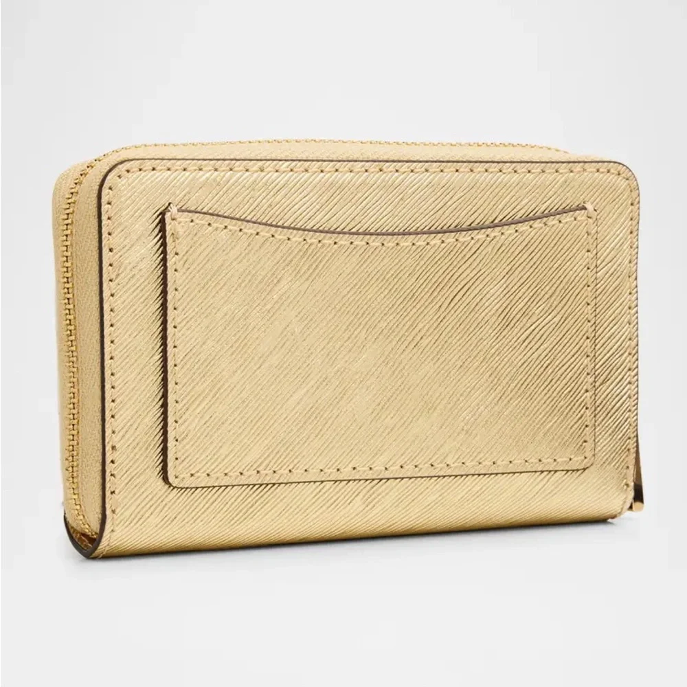 New Michael Kors Metallic Gold Zip-Around Wallet